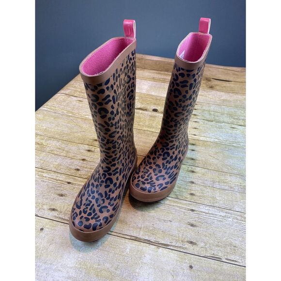 Cat & Jack Other - Leopard Print Rain Tall Rain Boots Girls Size 1 Felt Lined Spring Rain Boots‎